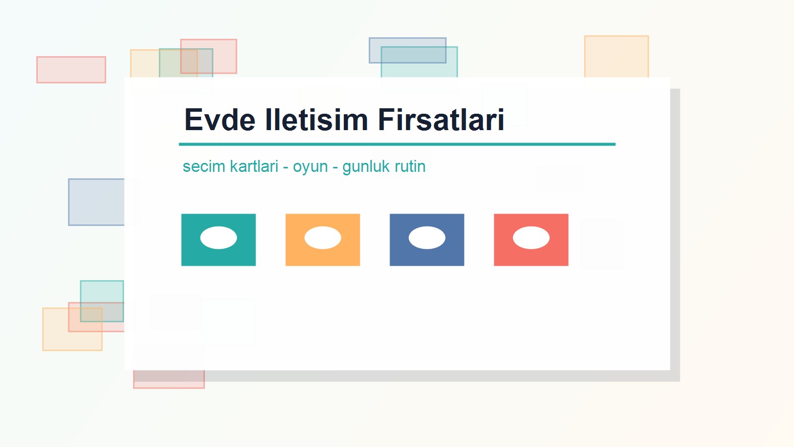 Evde dil ve konuşma desteği için iletişim kartları ve oyun materyalleri